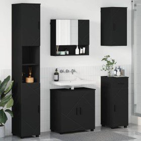Juego de muebles de baño con cajón 5 pcs Negro 61 x 35 x 64 cm