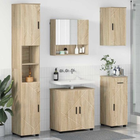 Juego de muebles de baño 5 pcs Roble Sonoma 61 x 35 x 64 cm
