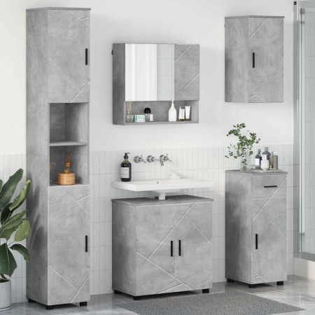Juego de muebles de baño 5 pcs Gris hormigón 61 x 35 x 64 cm
