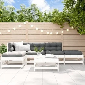 6-piece garden furniture set with solid white wood cushions by vidaXL, Garden sets - Ref: Foro24-3185900, Price: 462,72 €, Di...
