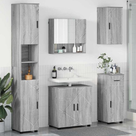 Juego de muebles de baño 5 pcs Gris sonoma 61 x 35 x 64 cm