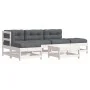6-piece garden furniture set with solid white wood cushions by vidaXL, Garden sets - Ref: Foro24-3185900, Price: 467,71 €, Di...