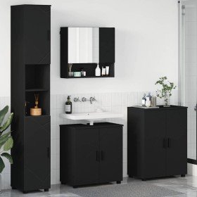 Juego de muebles de baño con puerta 4 pcs Negro 61 x 35 x 64 cm