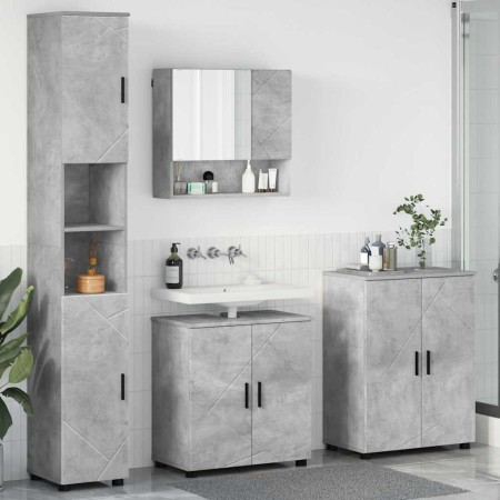 Juego de muebles de baño 4 pcs Gris hormigón 61 x 35 x 64 cm