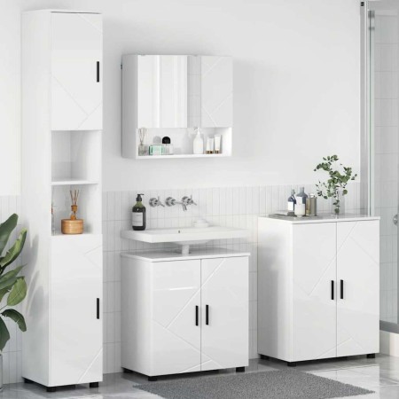Juego de muebles de baño 4 pcs Blanco brillante 61 x 35 x 64 cm