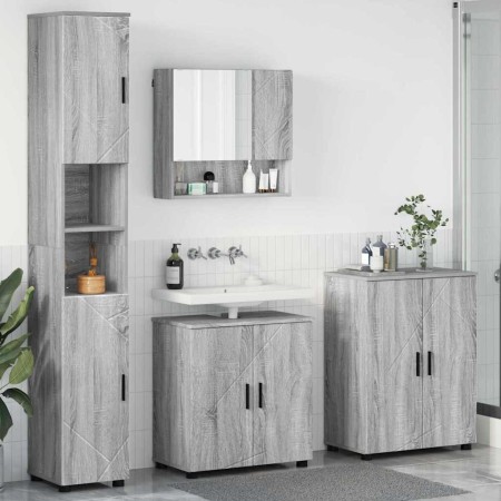 Juego de muebles de baño 4 pcs Gris sonoma 61 x 35 x 64 cm