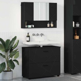 Juego de muebles de baño 2 pcs Negro 76.5 x 35 x 64 cm