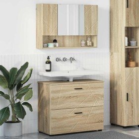 Juego de muebles de baño 2 pcs Roble Sonoma 76.5 x 35 x 64 cm