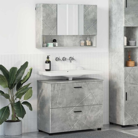 Juego de muebles de baño 2 pcs Gris hormigón 76.5 x 35 x 64 cm
