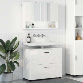 Juego de muebles de baño con cajón 2 pcs Blanco brillante