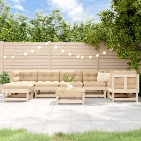 8-piece garden furniture set and solid wood cushions by vidaXL, Garden sets - Ref: Foro24-3185843, Price: 749,24 €, Discount: %