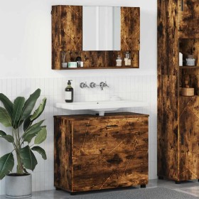 Juego de muebles de baño 2 pcs Roble ahumado 76.5 x 35 x 64 cm
