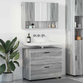 Juego de muebles de baño 2 pcs Gris sonoma 76.5 x 35 x 64 cm Juego de muebles de baño 2 pcs Gris sonoma 76.5 x 35 x 64 cm