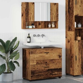 Juego de muebles de baño 2 pcs Madera vieja 76.5 x 35 x 64 cm