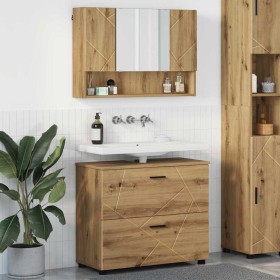 Juego de muebles de baño 2 pcs Roble artisan 76.5 x 35 x 64 cm