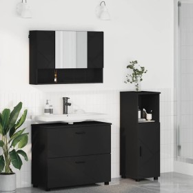 Juego de muebles de baño 3 pcs Negro 76.5 x 35 x 64 cm Juego de muebles de baño 3 pcs Negro 76.5 x 35 x 64 cm
