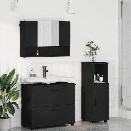 Juego de muebles de baño 3 pcs Negro 76.5 x 35 x 64 cm