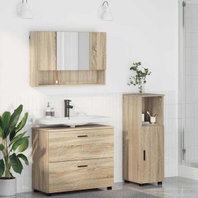 Juego de muebles de baño 3 pcs Roble Sonoma 76.5 x 35 x 64 cm