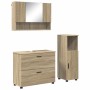 Juego de muebles de baño 3 pcs Roble Sonoma 76.5 x 35 x 64 cm