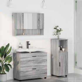 Juego de muebles de baño 3 pcs Gris sonoma 76.5 x 35 x 64 cm