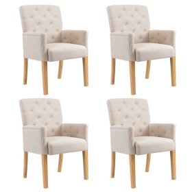 Sillas de comedor con reposabrazos 4 unidades de tela beige Sillas de comedor con reposabrazos 4 unidades de tela beige
