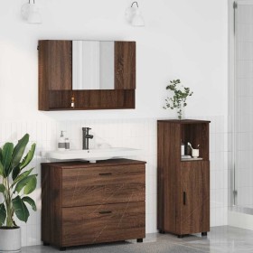 Juego de muebles de baño 3 pcs Marrón roble 76.5 x 35 x 64 cm