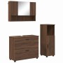 Juego de muebles de baño 3 pcs Marrón roble 76.5 x 35 x 64 cm