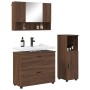 Juego de muebles de baño 3 pcs Marrón roble 76.5 x 35 x 64 cm