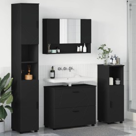 Juego de muebles de baño con cajón 4 pcs Negro 30 x 35 x 192 cm