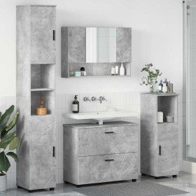Juego de muebles de baño 4 pcs Gris hormigón 30 x 35 x 192 cm