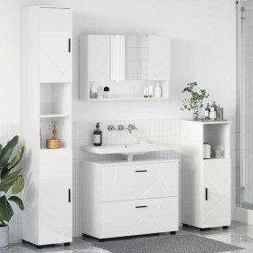 Juego de muebles de baño con cajón 4 pcs Blanco brillante