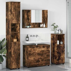 Juego de muebles de baño 4 pcs Roble ahumado 30 x 35 x 192 cm Juego de muebles de baño 4 pcs Roble ahumado 30 x 35 x 192 cm