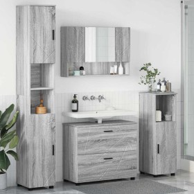 Juego de muebles de baño 4 pcs Gris sonoma 30 x 35 x 192 cm Juego de muebles de baño 4 pcs Gris sonoma 30 x 35 x 192 cm