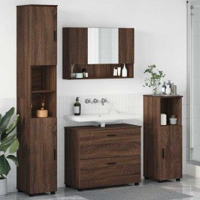 Juego de muebles de baño 4 pcs Marrón roble 30 x 35 x 192 cm Juego de muebles de baño 4 pcs Marrón roble 30 x 35 x 192 cm