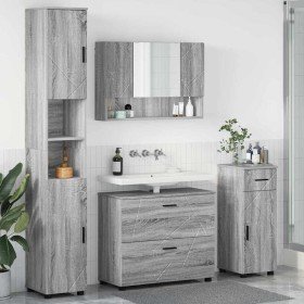 Juego de muebles de baño 4 pcs Gris sonoma 30 x 35 x 192 cm Juego de muebles de baño 4 pcs Gris sonoma 30 x 35 x 192 cm