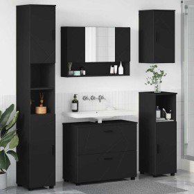 Juego de muebles de baño con cajón 5 pcs Negro 30 x 35 x 192 cm