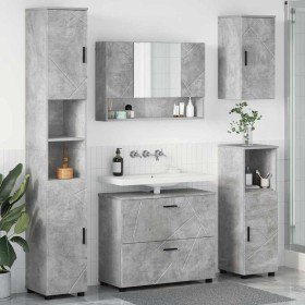 Juego de muebles de baño 5 pcs Gris hormigón 30 x 35 x 192 cm