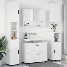 Juego de muebles de baño con cajón 5 pcs Blanco brillante