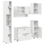 Juego de muebles de baño con cajón 5 pcs Blanco brillante