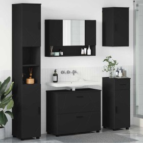 Juego de muebles de baño con cajón 5 pcs Negro 30 x 35 x 192 cm