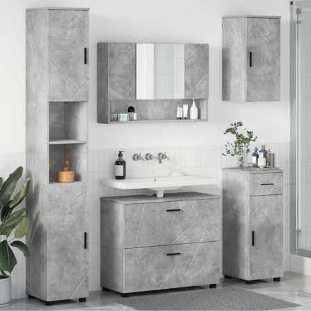Juego de muebles de baño 5 pcs Gris hormigón 30 x 35 x 192 cm