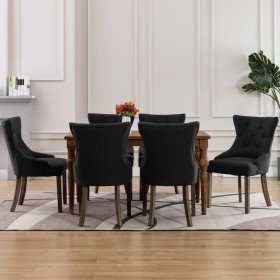 Sillas de comedor 6 unidades tela negras Sillas de comedor 6 unidades tela negras