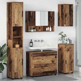 Juego de muebles de baño 5 pcs Madera vieja 30 x 35 x 192 cm