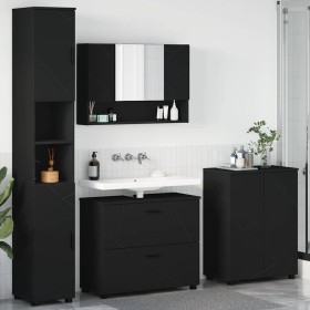 Juego de muebles de baño con cajón 4 pcs Negro 30 x 35 x 192 cm