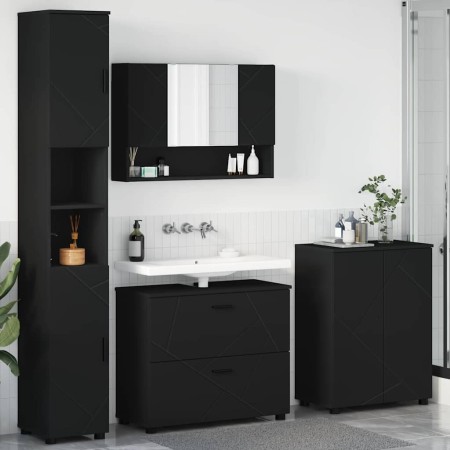 Juego de muebles de baño con cajón 4 pcs Negro 30 x 35 x 192 cm