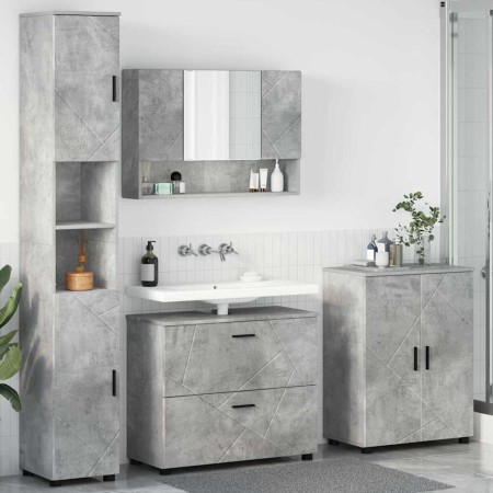 Juego de muebles de baño 4 pcs Gris hormigón 30 x 35 x 192 cm