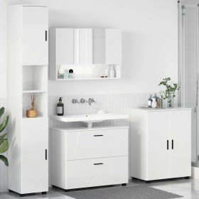 Juego de muebles de baño con cajón 4 pcs Blanco brillante