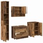 Juego de muebles de baño 4 pcs Madera vieja 30 x 35 x 192 cm