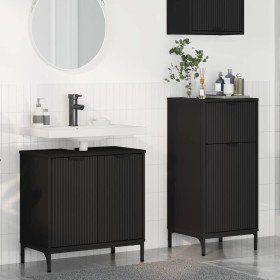 Juego de muebles de baño Cuadros 2 pcs Negro 39.5 x 36 x 88 cm