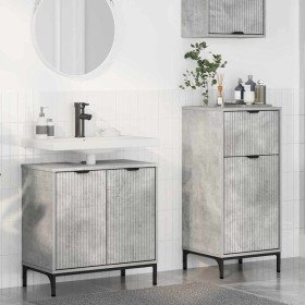 Juego de muebles de baño 2 pcs Gris hormigón 39.5 x 36 x 88 cm